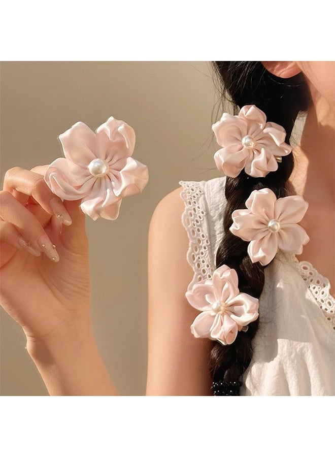 Hair Claw Clips Flower Alligator Hair Clips Pink Hairpin Pearl Hair Barrettes Hold Non Slip Sweet Mental Hairpin for Women and Girl Holiday Accessory Hair Decoration4Pcs - Image 2